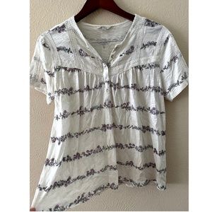 Lucky Brand purple floral striped top boho hippie